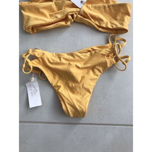 Kasa Kai Harley Swim Strappy Wrap Bikini Top Bottom Set Swimwear - Picture 8 of 12